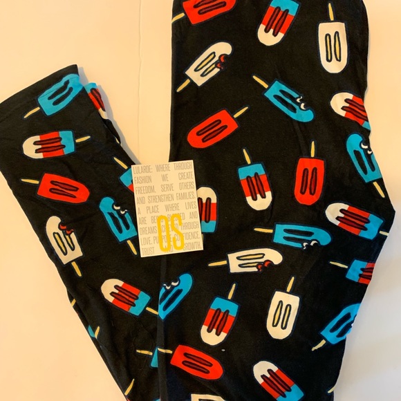❤️💙 New Black Bomb pop Lularoe Leggings OS ❤️💙 - Picture 2 of 4
